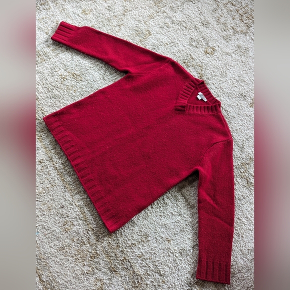 J. Crew Mens Pullover V Neck Long Sleeve Wool Sweater Red Size Medium - Picture 2 of 11
